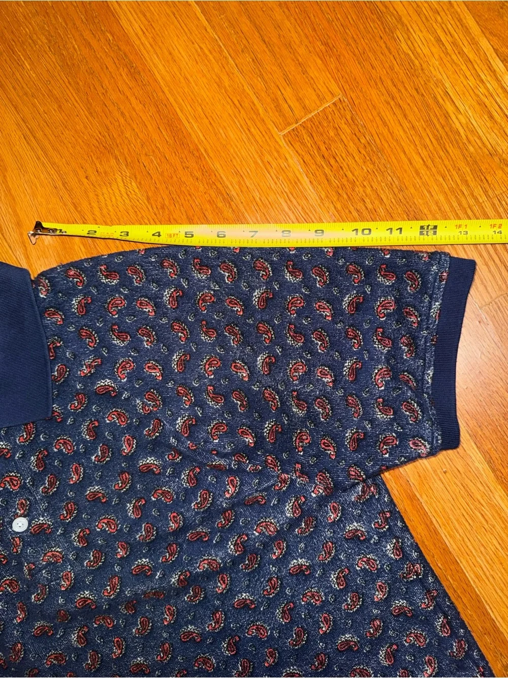 J.CREW Short Sleeve Collared Polo Shirt Blue Red Paisley Terry Cloth Men S